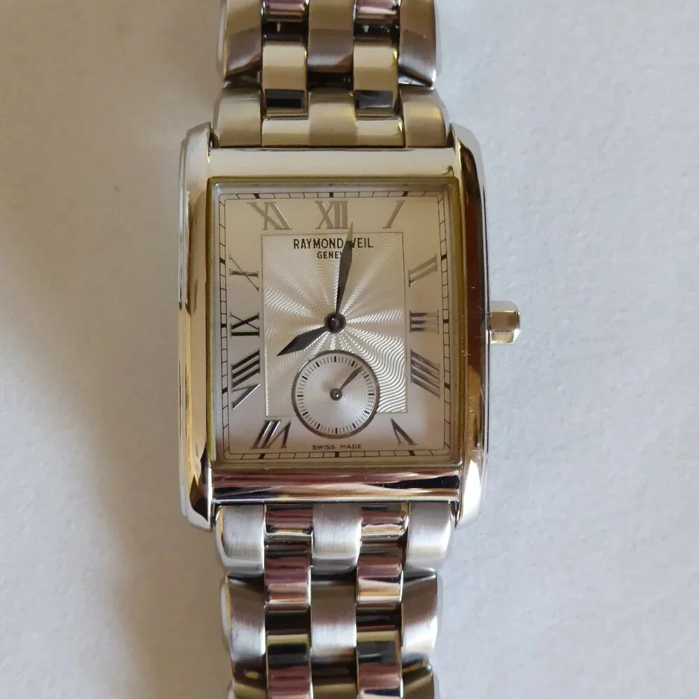 VINTAGE NEW RAYMOND WEIL MENS 9874 TOSCA SILVER DIAL15 JEWEL SWISS TANK & WALLET - Picture 8 of 16